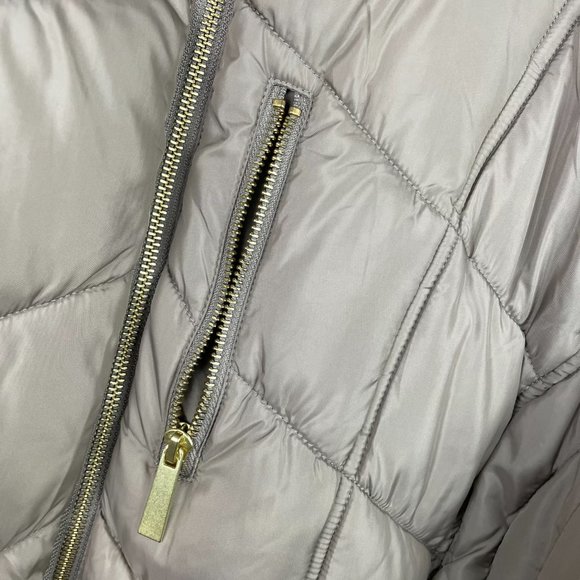 NWT LIZ CLAIBORNE Women 1X Taupe Faux Fur Hood Zip Water Resistant Puffer Jacket - Picture 8 of 14